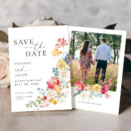 Farbenfrohe Wildblume Foto Hochzeit Save The Date