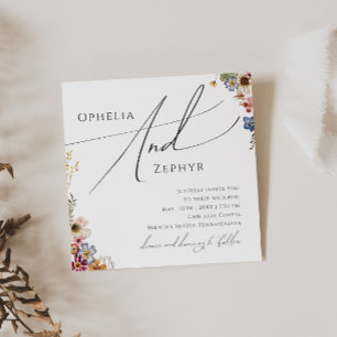 Farbenfrohe Wildblume   Garden Square Wedding Einladung