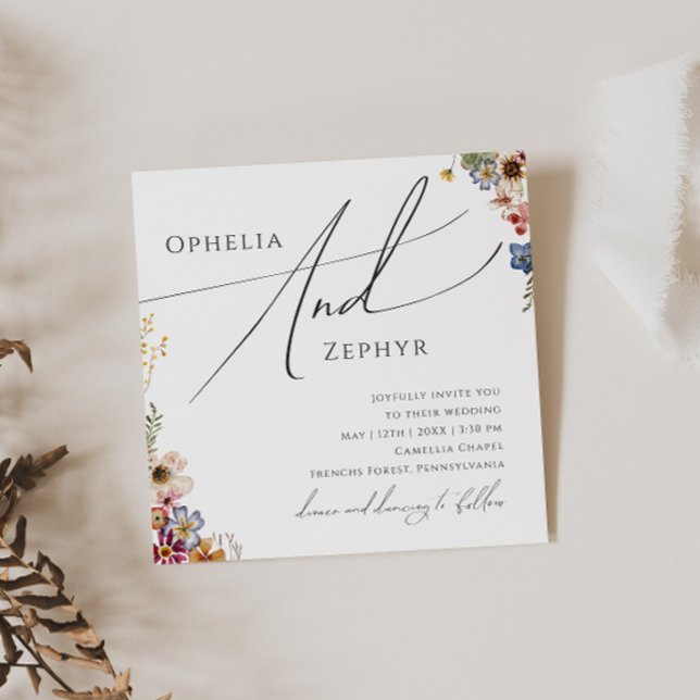 Farbenfrohe Wildblume | Garden Square Wedding Einladung (Von Creator hochgeladen)
