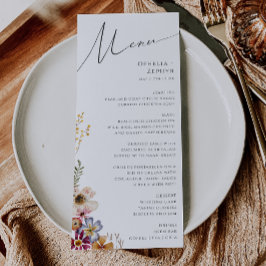 Farbenfrohe Wildblume | Garden Wedding Dinner Menu Menükarte