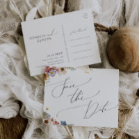 Farbenfrohe Wildblume Garten Save the Date Postkar