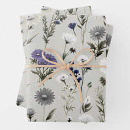 Farbenfrohe Wildblume Geburtstagsfeier Geschenkpapier Set