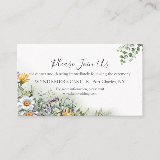 farbenfrohe Wildblume Hochzeit Begleitkarte (Vorderseite)