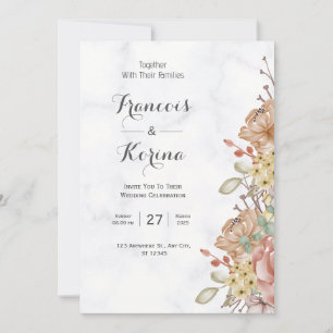 Farbenfrohe Wildblume   Hochzeit Einladung