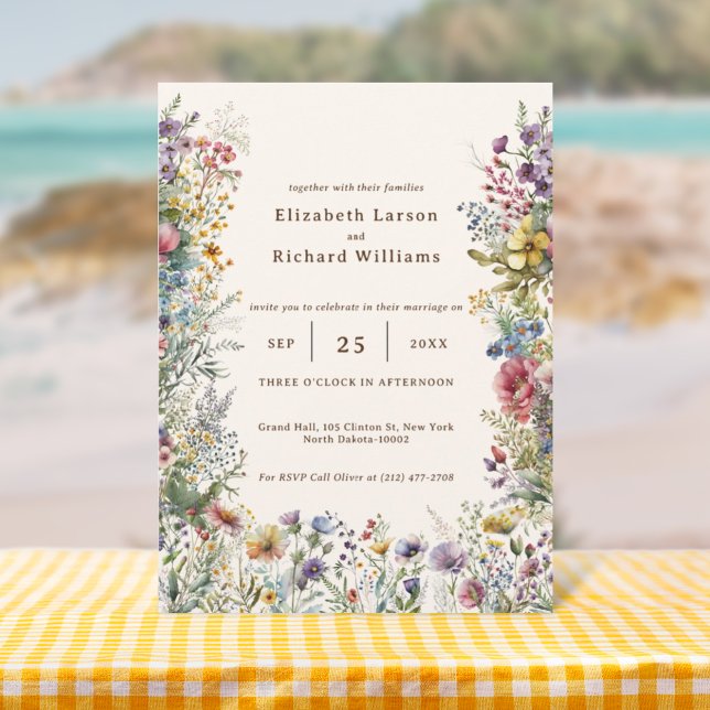 Farbenfrohe Wildblume Hochzeit im Wasser Einladung (Budget Colorful Wildflower Floral Watercolor Wedding)