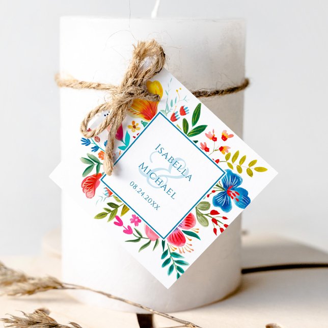 Farbenfrohe Wildblume Hochzeit im Wasser Geschenkanhänger (Von Creator hochgeladen)