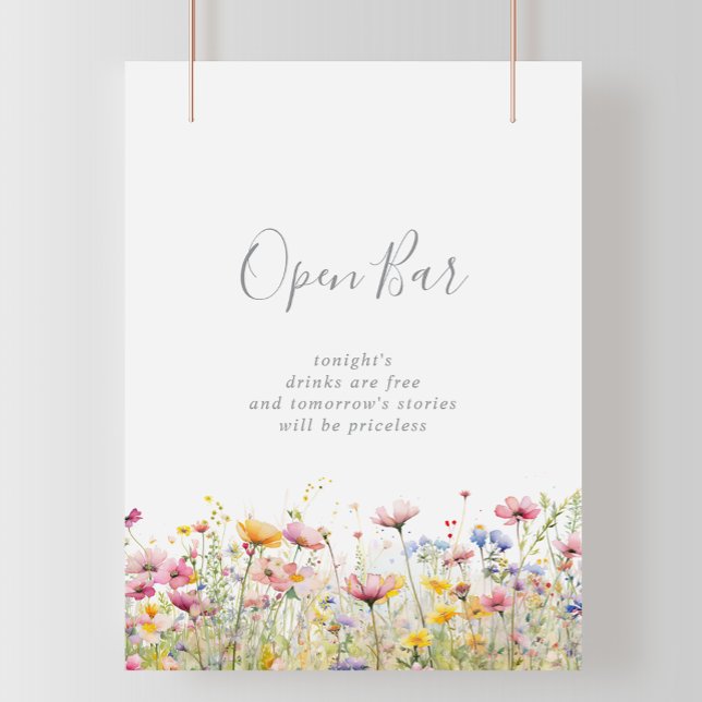 Farbenfrohe Wildblume Hochzeit Open Bar Sign Poster (Von Creator hochgeladen)