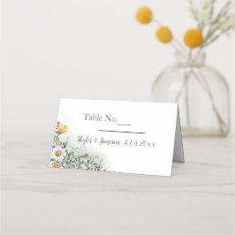 farbenfrohe Wildblume Hochzeit Platzkarte