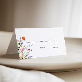 farbenfrohe Wildblume Hochzeit Platzkarte