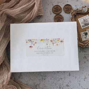 Farbenfrohe Wildblume Hochzeit RSVP-Adresse Adressaufkleber