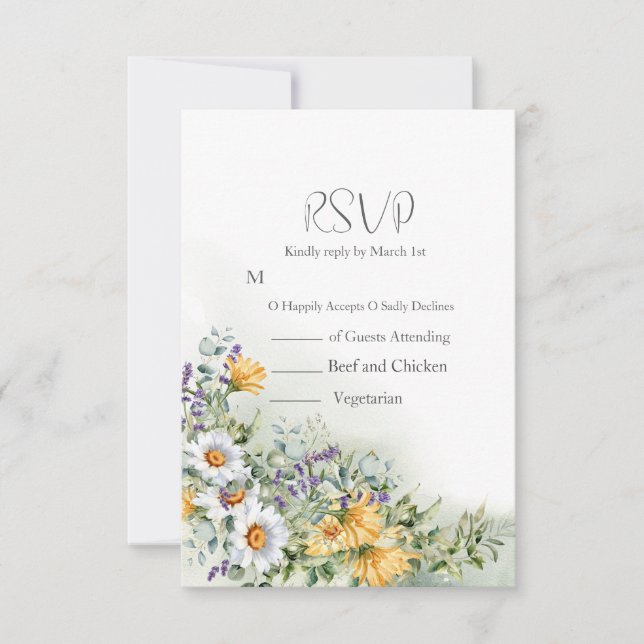 farbenfrohe Wildblume Hochzeit RSVP Karte (Vorderseite)