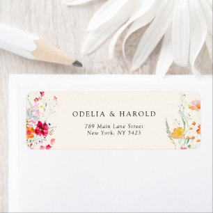 Farbenfrohe Wildblume Hochzeit Rücksendeadresse