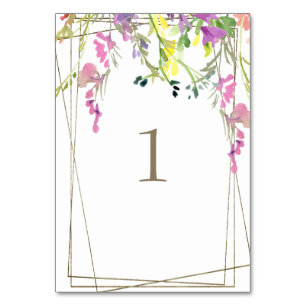 Farbenfrohe Wildblume Hochzeit Tischnummer