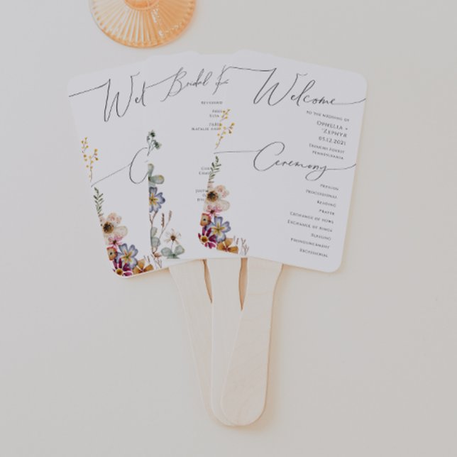 Farbenfrohe Wildblume | Hochzeitsprogramm Hand Fan Fächer (Von Creator hochgeladen)
