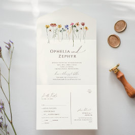 Farbenfrohe Wildblume | Lässiges Beige Siegel und All In One Einladung