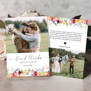 Farbenfrohe Wildblume Liebe und Dank Hochzeit Dankeskarte