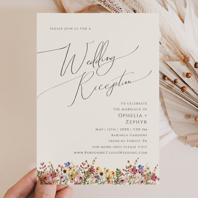 Farbenfrohe Wildblume Meadow Beige Hochzeitsempfan Einladung (Von Creator hochgeladen)