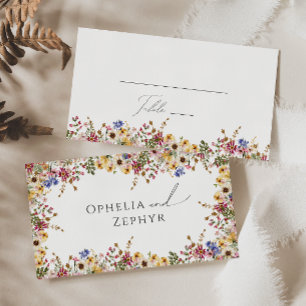 Farbenfrohe Wildblume Meadow Flat Wedding Platzkarte