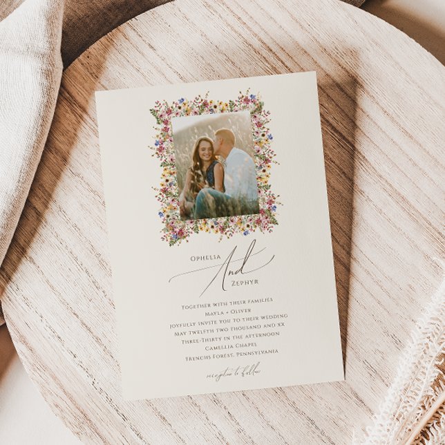 Farbenfrohe Wildblume | Meadow Foto Wedding Einladung (Von Creator hochgeladen)