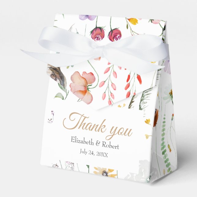Farbenfrohe Wildblume Meadow Wedding Danke Geschenkschachtel (Vorderseite)