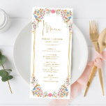 Farbenfrohe Wildblume Meadow Wedding Menu Card Einladung<br><div class="desc">Diese wunderschönen Menükarten fügen eine perfekte Touch zu Ihrer Hochzeit / besondere Anlass. Das elegante Design besticht durch lebendige Aquarellblumenblumen und moderne Typografie.</div>
