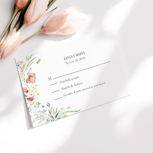Farbenfrohe Wildblume Meadow Wedding RSVP Card Dankeskarte