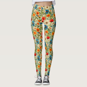 Farbenfrohe Wildblume Muster Leggings