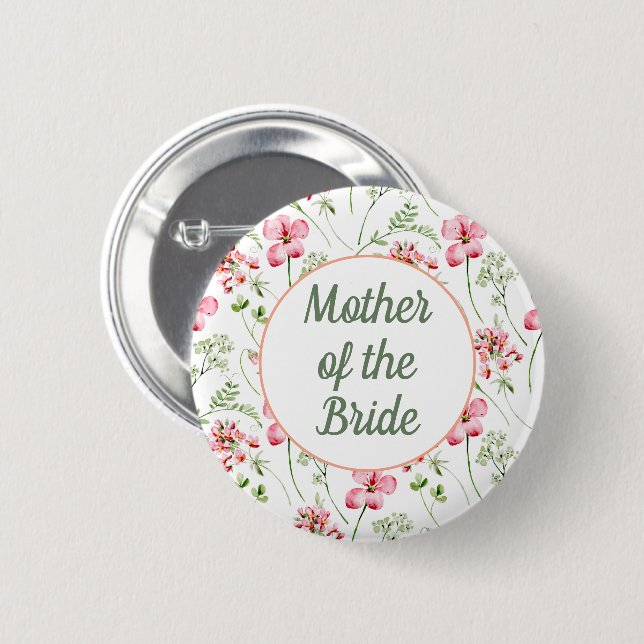 Farbenfrohe Wildblume Mutter der Braut Button (Vorne & Hinten)