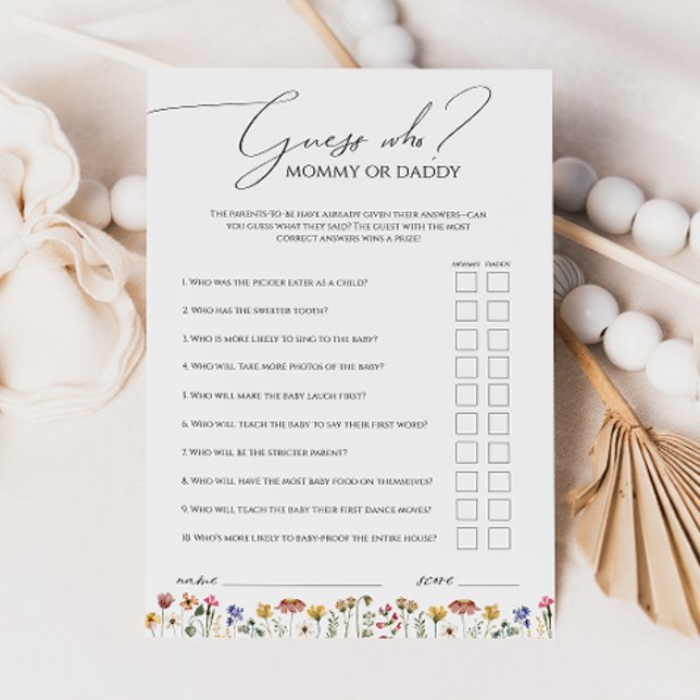 Farbenfrohe Wildblume raten, wer Mama- oder Daddy- Einladung (Von Creator hochgeladen)