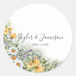 Farbenfrohe Wildblume Runder Aufkleber