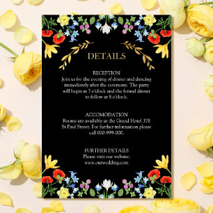 Farbenfrohe Wildblume Schwarze Blütenhochzeit Deta Begleitkarte