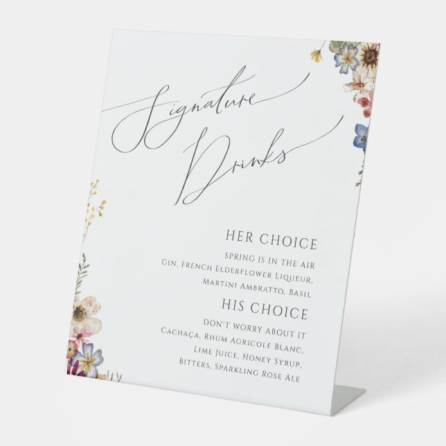 Farbenfrohe Wildblume | Signaturgetränke Sockelschild (Vorderseite)