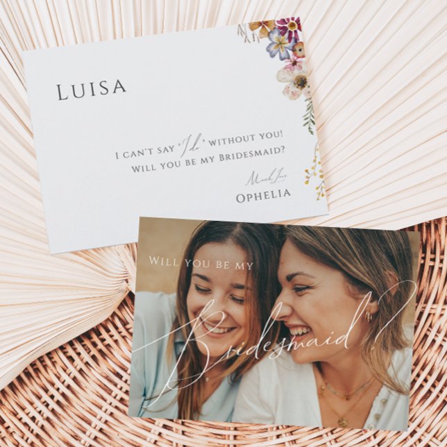 Farbenfrohe Wildblume | Verblasste Foto Bridesmaid Einladung (Von Creator hochgeladen)