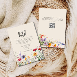 Farbenfrohe Wildblume Wedding Hotel Beige Begleitkarte