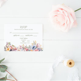 Farbenfrohe Wildblume Wedding RSVP Card