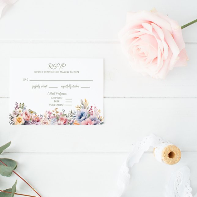 Farbenfrohe Wildblume Wedding RSVP Card (Von Creator hochgeladen)