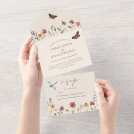 Farbenfrohe Wildblume Whimsical Wedding All In One Einladung
