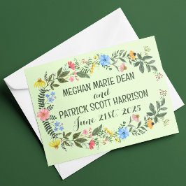 Farbenfrohe Wildblume Wreath Wedding Dankeskarte