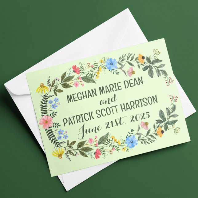 Farbenfrohe Wildblume Wreath Wedding Dankeskarte (Von Creator hochgeladen)