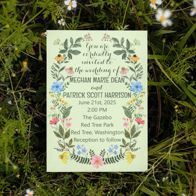 Farbenfrohe Wildblume Wreath Wedding Einladung (Von Creator hochgeladen)