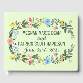 Farbenfrohe Wildblume Wreath Wedding Gästebuch