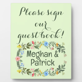 Farbenfrohe Wildblume Wreath Wedding Gästebuch Fotoplatte