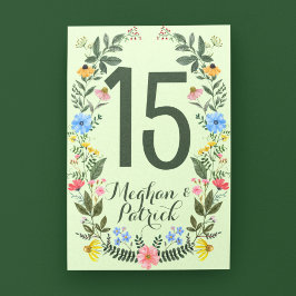 Farbenfrohe Wildblume Wreath Wedding Tischnummer