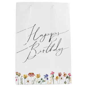 Farbenfrohe Wildblume zum Geburtstag Mittlere Geschenktüte