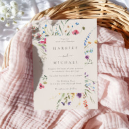 Farbenfrohe Wildblumen Blumenrahmen Hochzeit Einladung