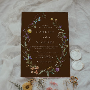 Farbenfrohe Wildblumen Blumenzeremonie Einladung