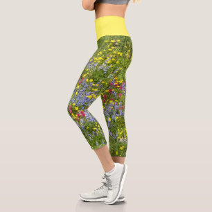 Farbenfrohe Wildblumen Capri Leggings