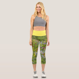 Farbenfrohe Wildblumen Capri Leggings