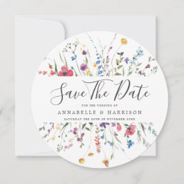 Farbenfrohe Wildblumen, die das Datum speichern Save The Date