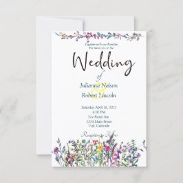 Farbenfrohe Wildblumen Einladung zur Hochzeit